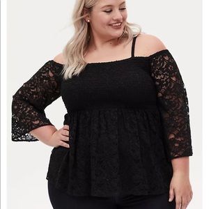 Torrid Black Lace Cold Shoulder Top